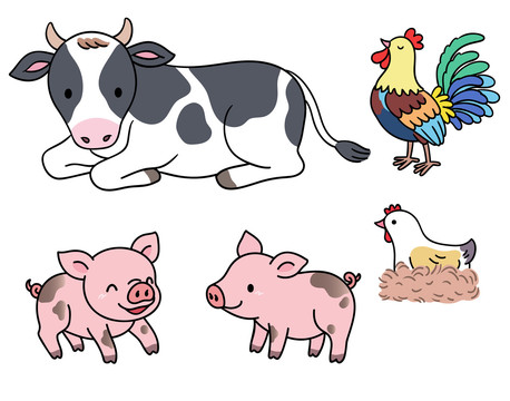 牛豬雞動物插圖集合