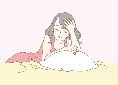 女人焦慮失眠插圖
