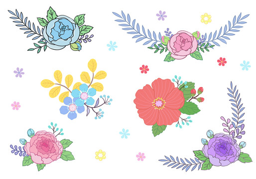 美麗的花插圖素材