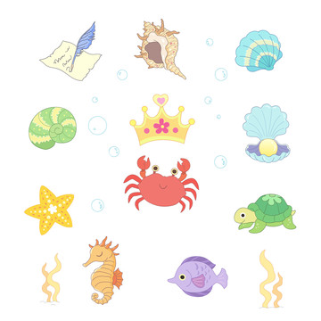 海底生物插圖素材集合
