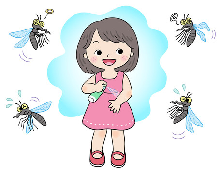 女孩喷灭蚊液插图