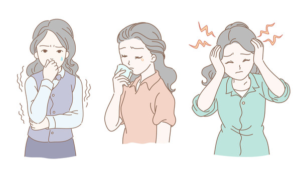 身體不舒服的女子插圖