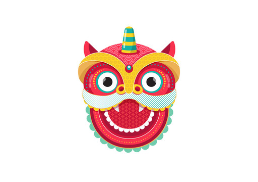 可愛中國(guó)舞獅插圖