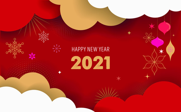 大红2021新年快乐贺图