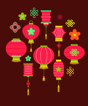 中国新年红灯笼喜气贺图