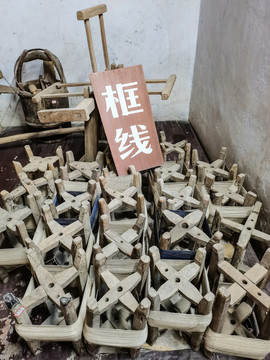 古代纺织工具框线