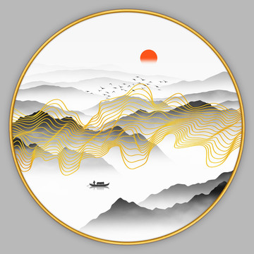 輕奢水墨山水畫