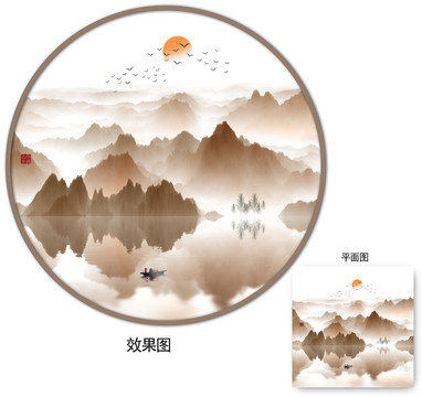 圓形山水畫