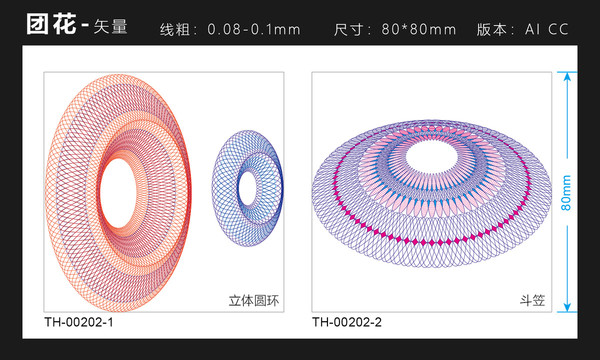 立体圆环防伪团花斗笠仿生超线