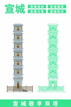 宣城敬亭雙塔