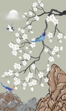 屏風(fēng)花鳥(niǎo)掛畫(huà)