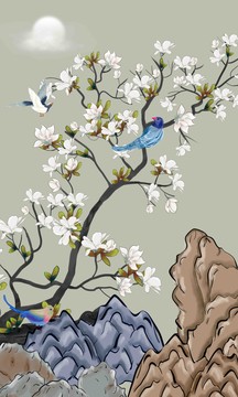 玉蘭花玄關(guān)掛畫