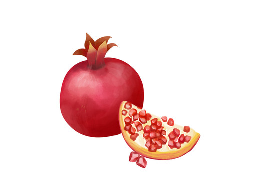 卡通寫實風(fēng)格熟透的石榴插畫