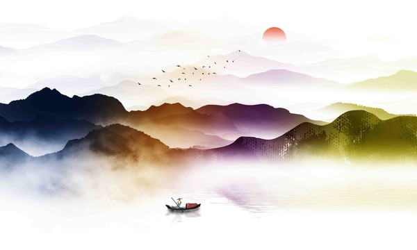 彩色水墨畫
