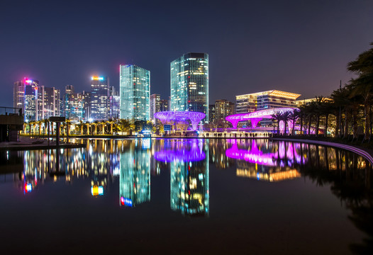 深圳宝安中心区城市风光夜景