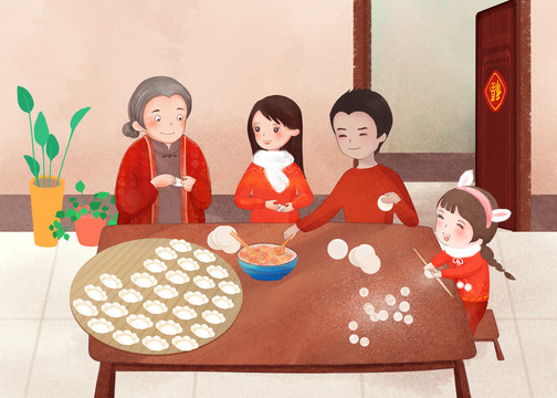 卡通包餃子