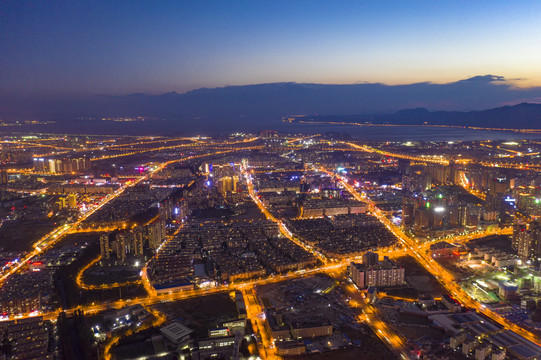 航拍云南昆明城市夜景