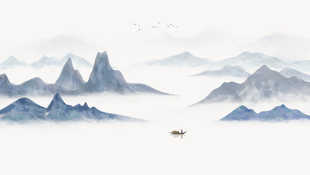 中国风水墨意境山水画