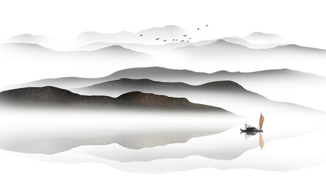 中國風(fēng)水墨意境山水畫