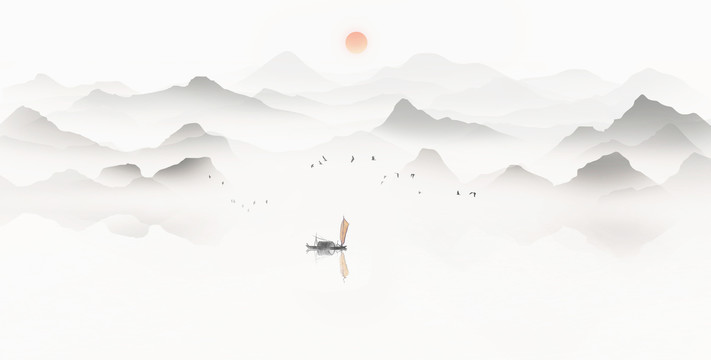 新中式意境山水風(fēng)景畫