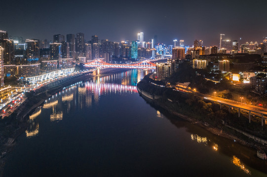 重庆曾家岩嘉陵江大桥夜景风光