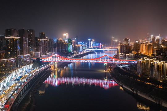 重庆曾家岩嘉陵江大桥夜景风光