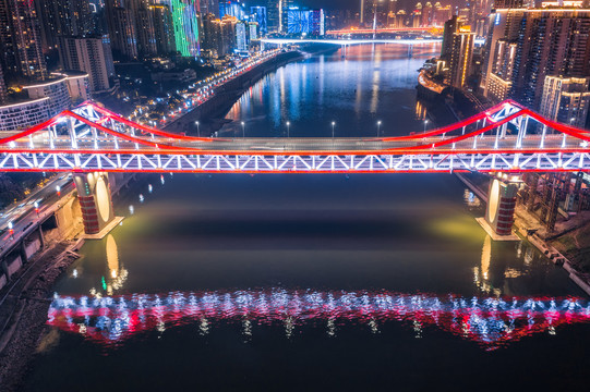 重庆曾家岩嘉陵江大桥夜景风光