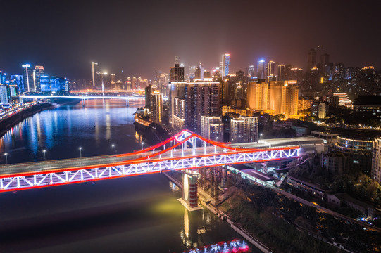 重庆曾家岩嘉陵江大桥夜景风光