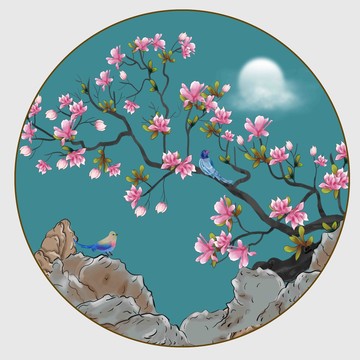 圓形花鳥