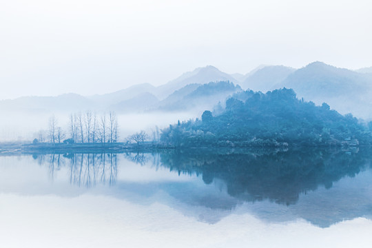 浙江丽水堰头村古堰画乡山水风光