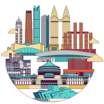 重慶地標(biāo)建筑矢量