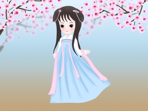 穿漢服的女孩