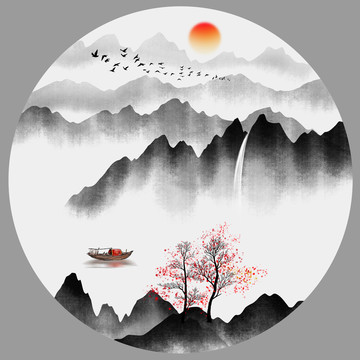 圓形山水畫(huà)