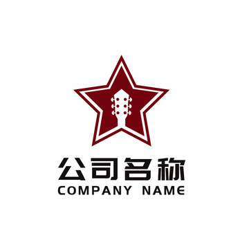 五角星吉他音樂(lè)搖滾logo