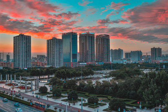 城市夕阳济宁