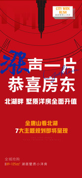 漲聲一片紅色地產海報