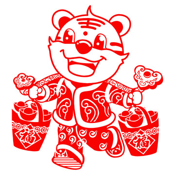 中国传统剪纸生肖老虎