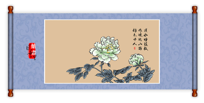 綠牡丹國(guó)畫