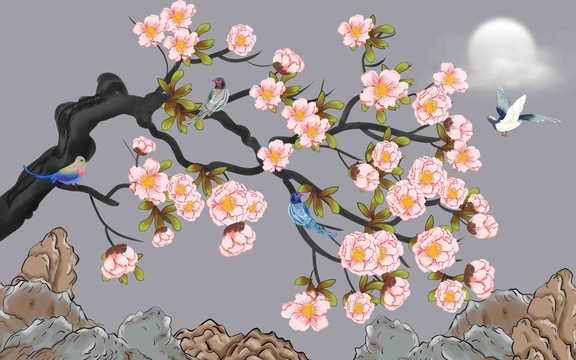 新中式工筆花鳥畫