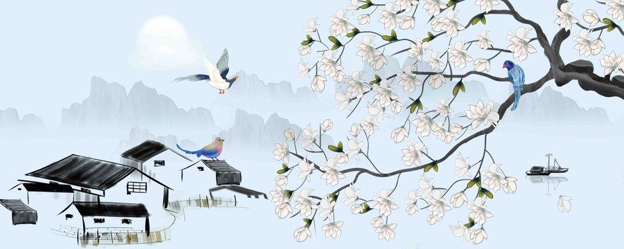 中式花鳥工筆畫