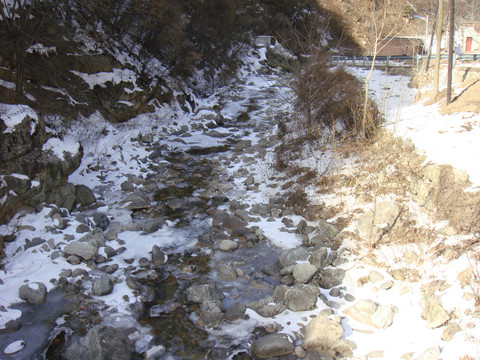 冬季结冰的汤峪河