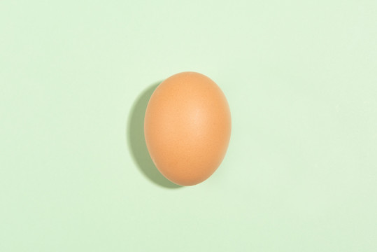 绿色背景上的一个鸡蛋