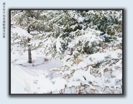 电脑装饰油画大雪松树