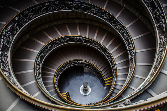 梵蒂冈博物馆内的复古旋转楼梯