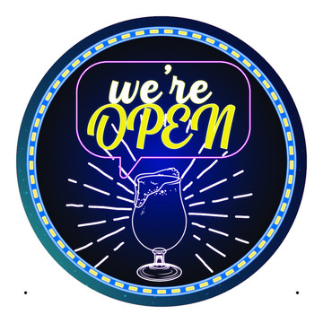 圓形open酒吧霓虹燈裝飾畫