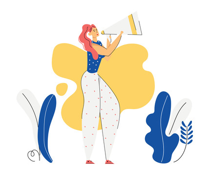 女人舉喇叭創(chuàng)意設計插圖