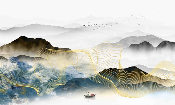 抽象線條山水畫