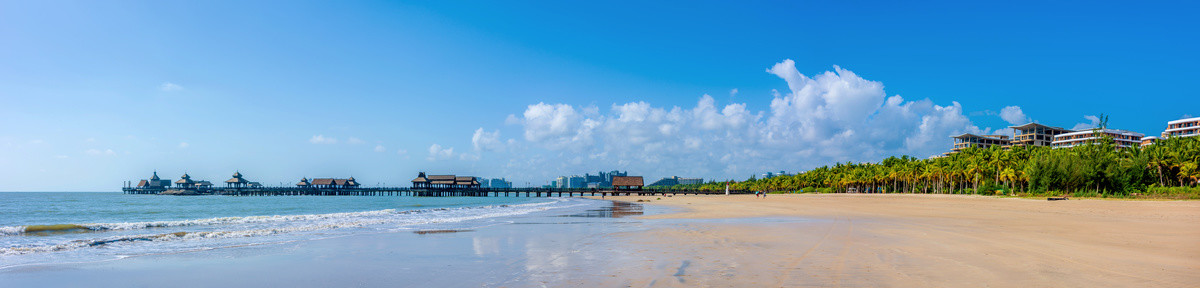 海南文昌清澜半岛高隆湾海滩全景