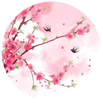手繪水彩桃花