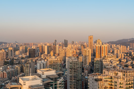 厦门城市天际线黄昏风景